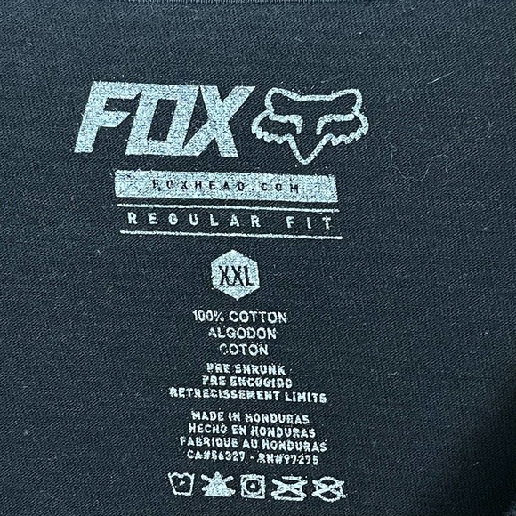 Fox T-Shirt Adult 2XL XXL Black Big Fox Crew Neck Cotton‎ Short Sleeve Mens - Picture 5 of 7